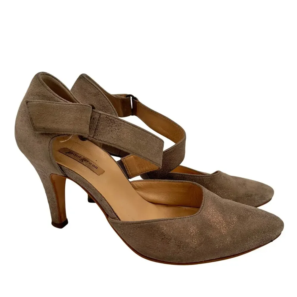 Paul Green Pewter Metallic Nicki Nicolette Asymmetrical Heels Size 4 / 6.5